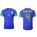 Brazilië Marquinhos #4 Voetbalkleding Uitshirt WK 2022 Korte Mouwen